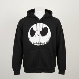 Disney's The Nightmare Before Christmas Big Face Jack Zip Up Hoodie Black Men M